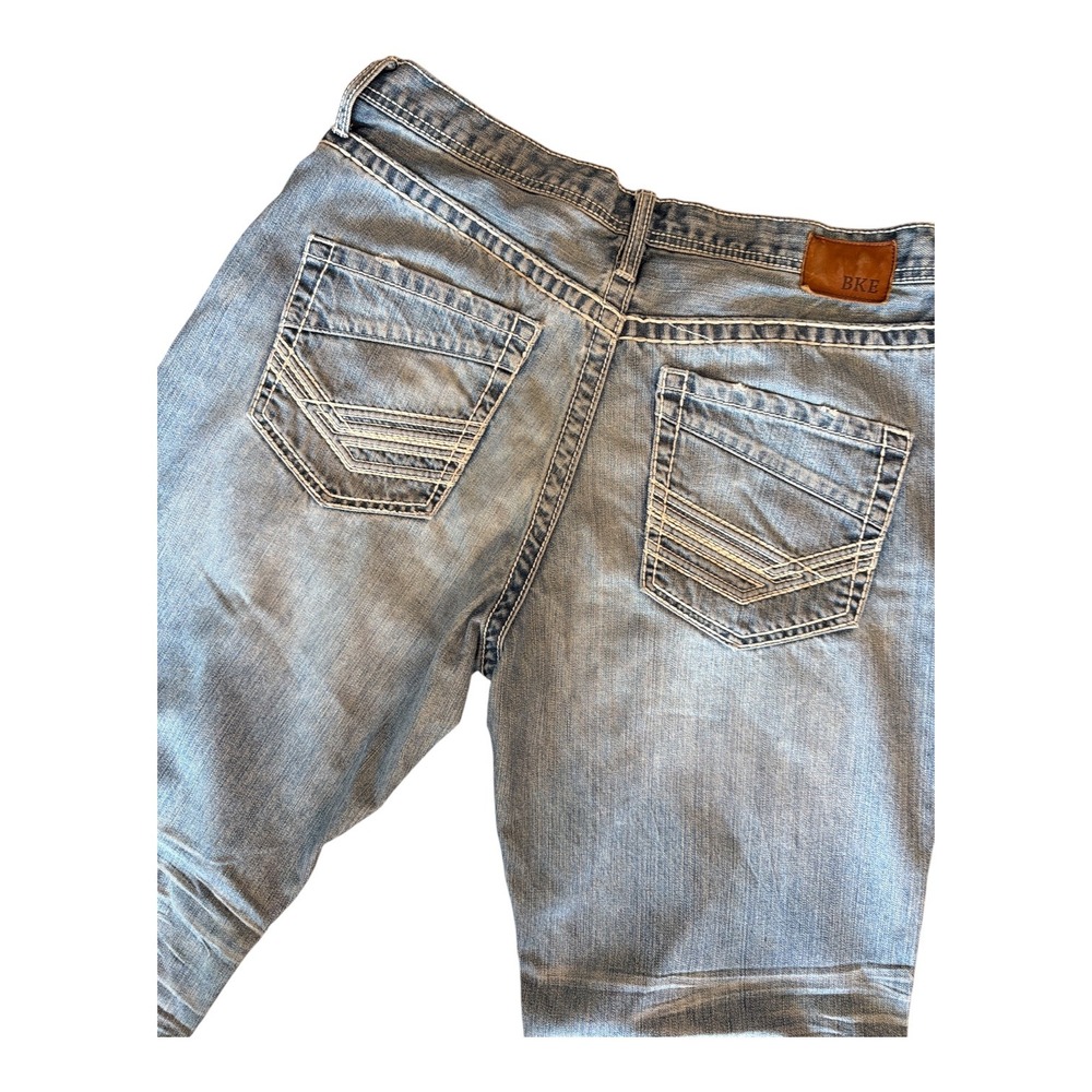 BKE Seth Straight Leg Jeans Light Wash Contrast Stitch Mens 33R Denim